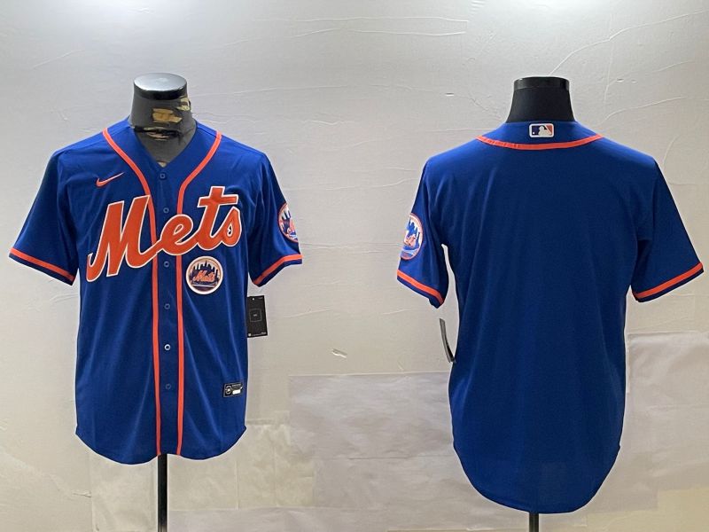 Men New York Mets Blank Blue Game 2024 Nike MLB Jersey style 2